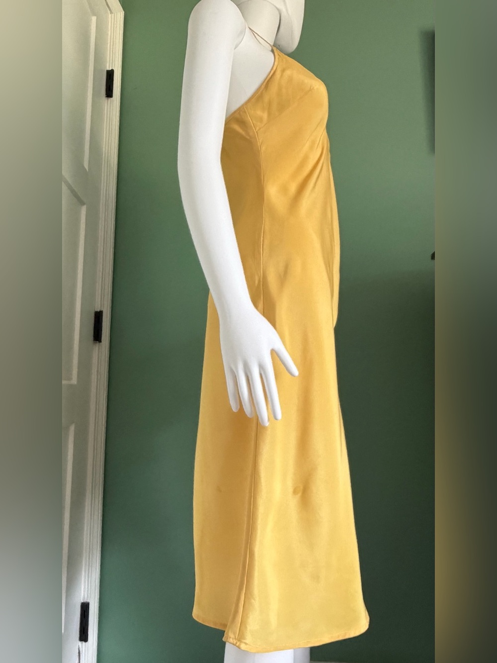 Laundry By Shelli Segal Golden Yellow Silk Slip Midi Dress - Picture 3 of 8
